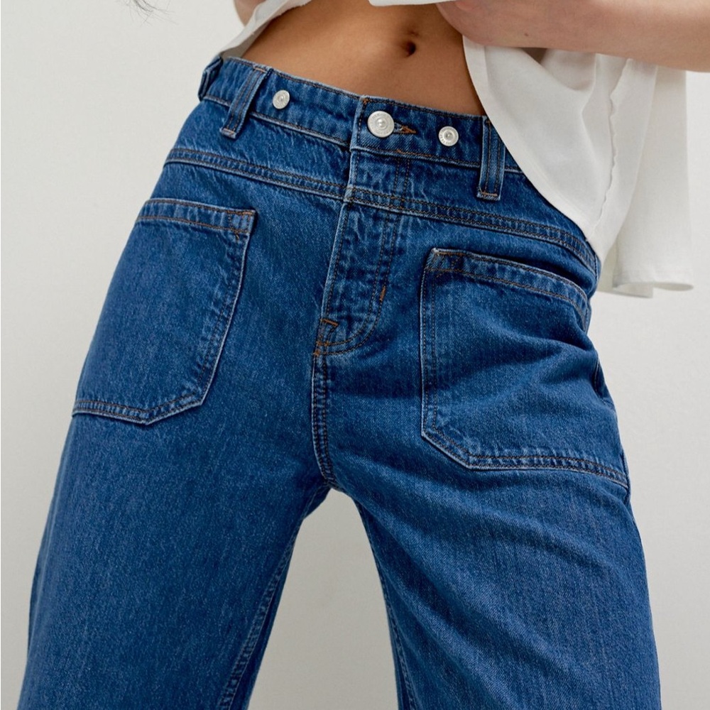 Palmer Mid Rise Relaxed Button Waist Cuffed Jeans Color Tunnel Vision